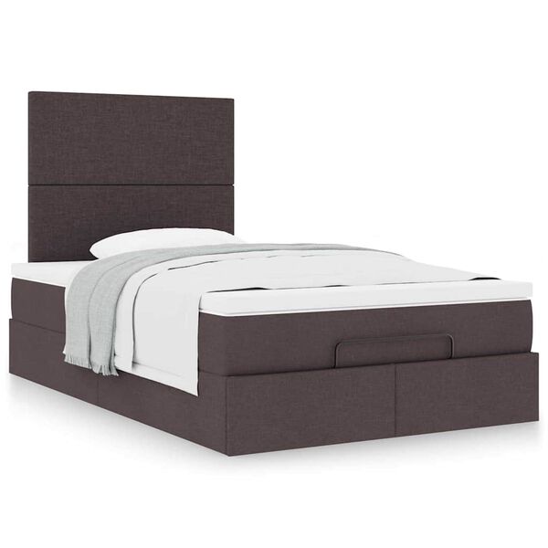 vidaXL Ottoman-Bett mit Matratze Dunkelbraun 120x200 cm Stoff