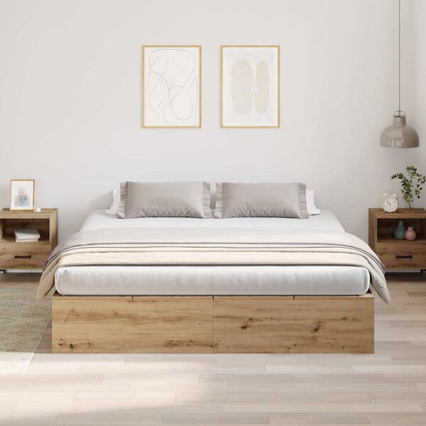 vidaXL Aufbewahrungsbettgestell Artisan-Eiche 200 x 200 cm