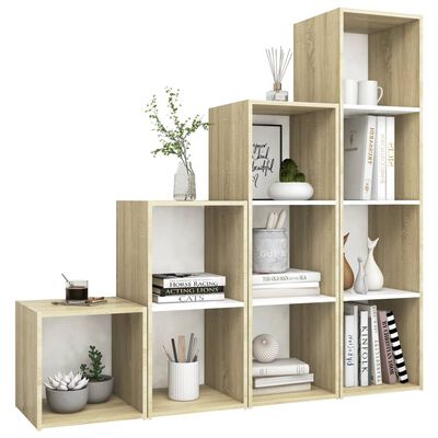 vidaXL 4-tlg. TV-Schrank-Set Weiß Sonoma-Eiche Holzwerkstoff