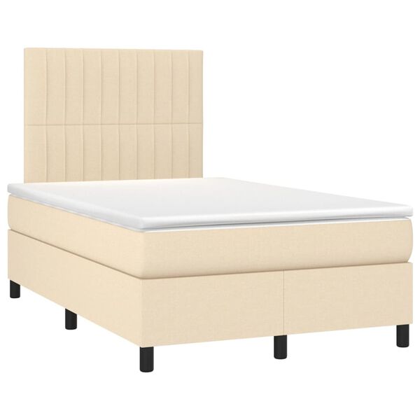 vidaXL Boxspringbett mit Matratze Creme 120x200 cm Stoff