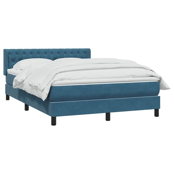 vidaXL Boxspringbett mit Matratze Dunkelblau 160x210 cm Samt