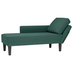 vidaXL Chaiselongue mit Kissen und Rechter Armlehne Dunkelgr&uuml;n Samt