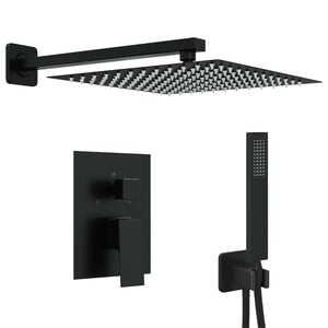 vidaXL Verborgenes Duschsystem (Quadrat) Schwarz Edelstahl 201