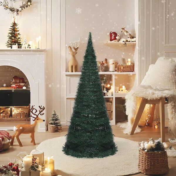 vidaXL Künstlicher Pop-Up-Weihnachtsbaum mit Beleuchtung Grün 210 cm