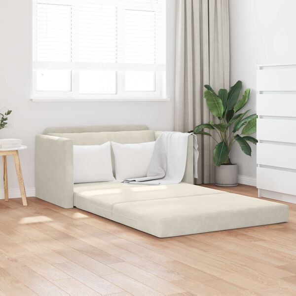 vidaXL Schlafsofa 110cm Creme Samt