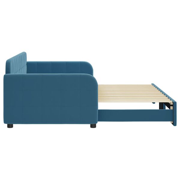 vidaXL Tagesbett Ausziehbar Blau 90x200 cm Samt
