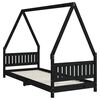 vidaXL Kinderbett Schwarz 80x200 cm Massivholz Kiefer