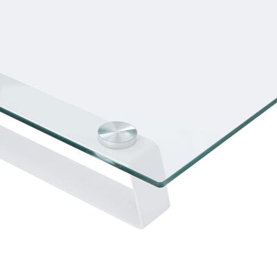 vidaXL Monitorständer Weiß 40x20x8 cm Hartglas und Metall