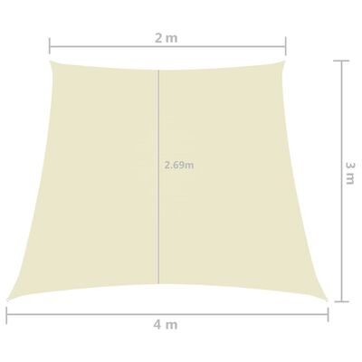 vidaXL Sonnensegel Oxford-Gewebe Trapezförmig 2/4x3 m Cremeweiß