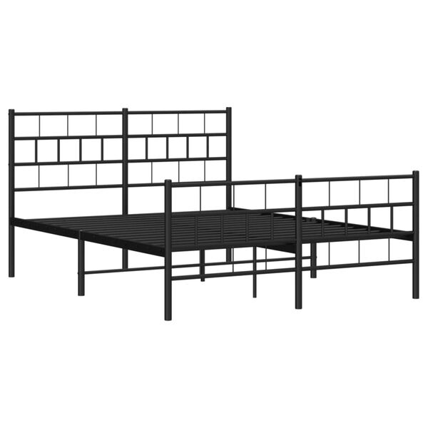 vidaXL Bettgestell mit Kopf- und Fu&szlig;teil Metall Schwarz 140x190 cm
