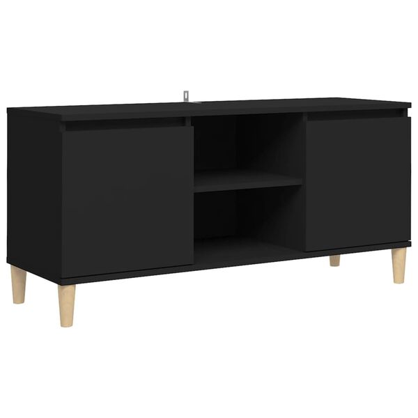 vidaXL TV-Schrank mit Massivholz-Beinen Schwarz 103,5x35x50 cm