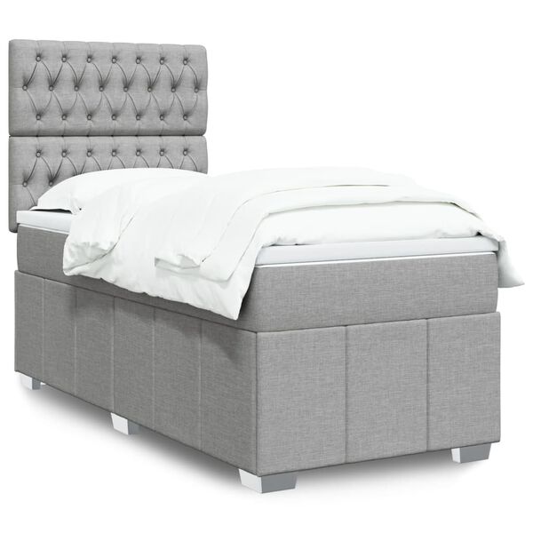 vidaXL Boxspringbett mit Matratze Hellgrau 80x200 cm Stoff