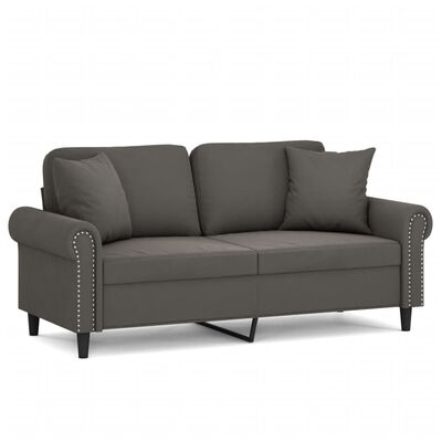 vidaXL 2-Sitzer-Sofa mit Kissen Dunkelgrau 140 cm Samt