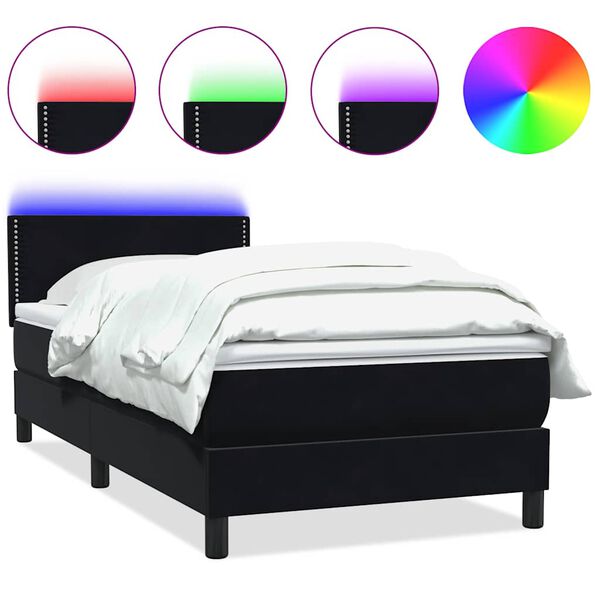 vidaXL Boxspringbett mit Matratze & LED Schwarz 80x220 cm Samt