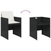 vidaXL 7-tlg. Garten-Essgruppe mit Kissen Schwarz Poly Rattan