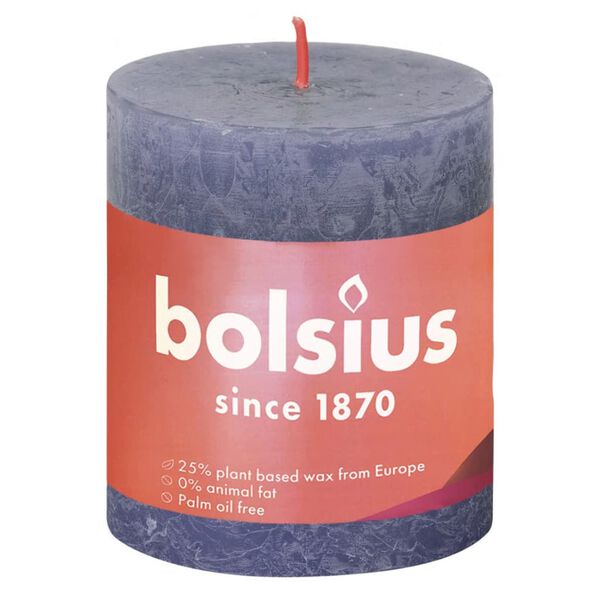 Bolsius Rustikale Stumpenkerzen Shine 4 Stk. 80x68 mm D&auml;mmerungsblau