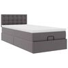 vidaXL Ottoman-Bett mit Matratzen & LEDs Grau 90x190 cm Kunstleder