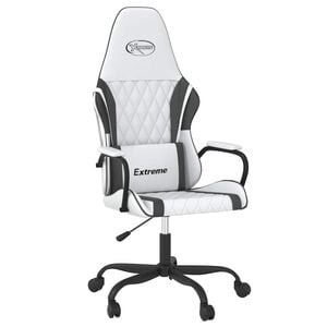 vidaXL Gaming-Stuhl mit Massagefunktion Wei&szlig; und Schwarz Kunstleder