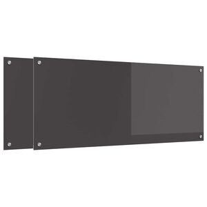 vidaXL K&uuml;chenr&uuml;ckwand 2 pcs Dunkelgrau 120 x 50 cm Geh&auml;rtetes Glas
