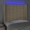 vidaXL LED Kopfteil Creme 93x16x118/128 cm Stoff