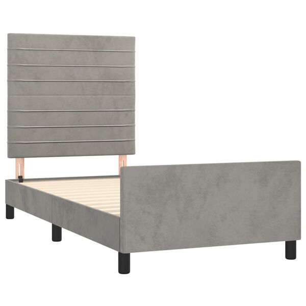 vidaXL Bettgestell ohne Matratze Hellgrau 100x200 cm Samt