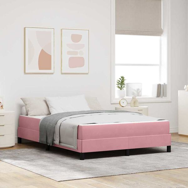 vidaXL Boxspringbett mit Matratze Rosa 140 x 220 cm Stoff