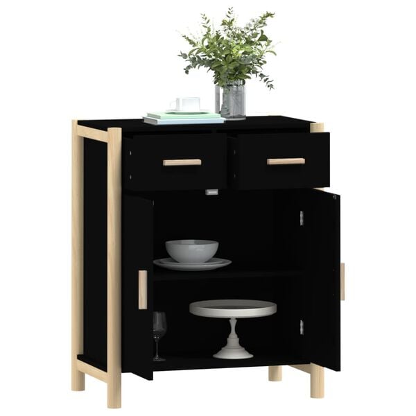 vidaXL Sideboard Schwarz 62x38x75 cm Holzwerkstoff