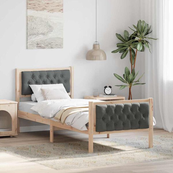 vidaXL Bettrahmen Dunkelgrau 80 x 200 cm Massives Kiefernholz