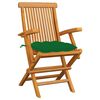 vidaXL Gartenst&uuml;hle mit Gr&uuml;nen Kissen 3 Stk. Massivholz Teak
