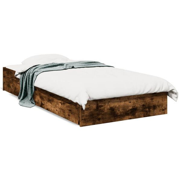 vidaXL Bettgestell mit Schubladen R&auml;uchereiche 90x190 cm Holzwerkstoff