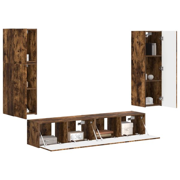 vidaXL TV-Schrankset 4 pcs Ger&auml;ucherte Eiche Holzwerkstoff