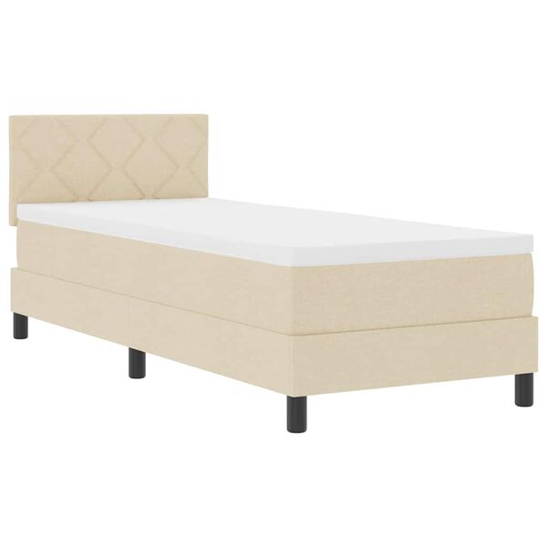 vidaXL Boxspringbett mit Matratze mit Kopfteil Creme 80 x 200 cm Stoff