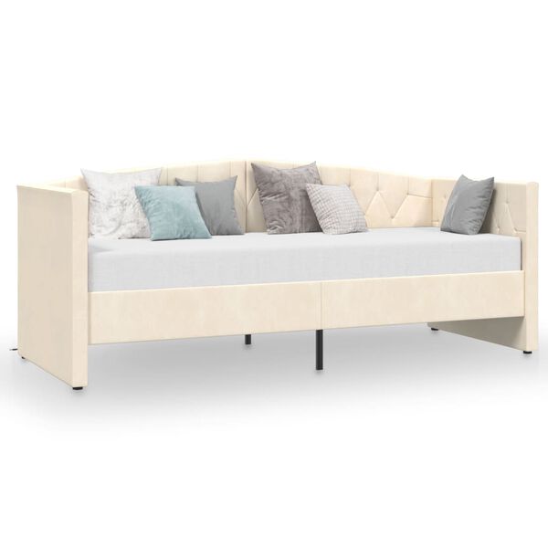 vidaXL Tagesbett USB Creme Samt 90x200 cm