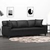 vidaXL 3-Sitzer-Sofa mit Kissen Schwarz 180 cm Kunstleder