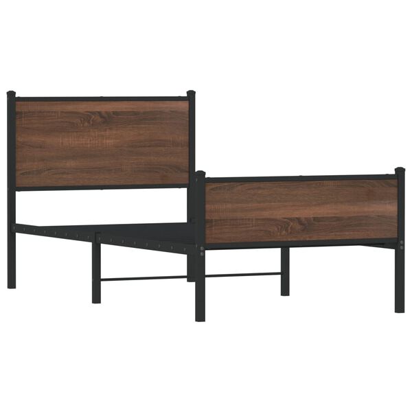 vidaXL Metallbett ohne Matratze Braun Eichen-Optik 75x190 cm