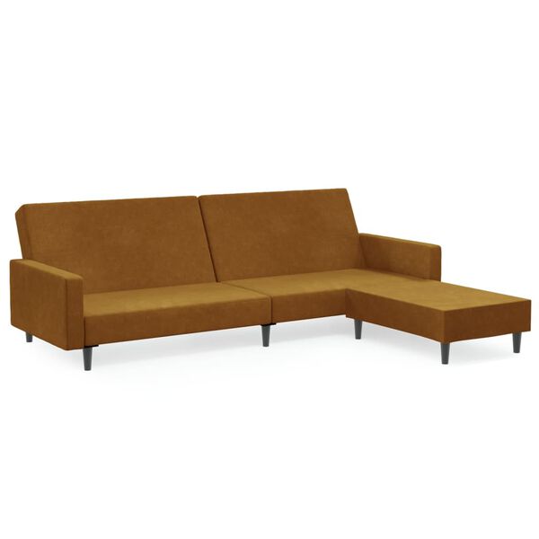 vidaXL Schlafsofa 2-Sitzer mit Fu&szlig;hocker Braun Samt