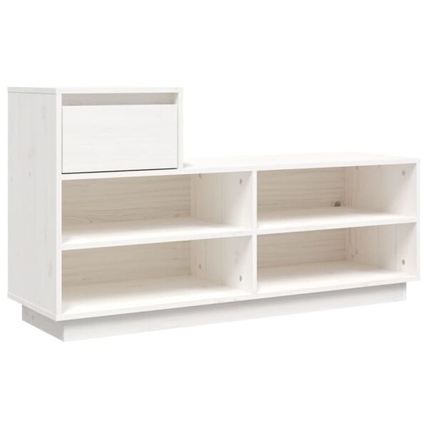 vidaXL Schuhregal Wei&szlig; 110x34x61 cm Massivholz Kiefer