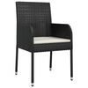 vidaXL Gartenst&uuml;hle mit Kissen 4 Stk. Poly Rattan Schwarz