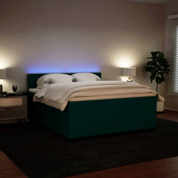 vidaXL Boxspringbett mit Matratze Dunkelgr&uuml;n 180x200 cm Samt