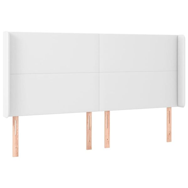 vidaXL Kopfteil mit Ohren Wei&szlig; 203x23x118/128 cm Kunstleder