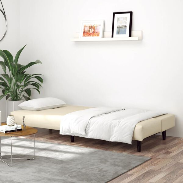 vidaXL Schlafsofa 2-Sitzer Creme Kunstleder