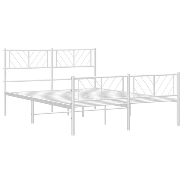 vidaXL Bettgestell mit Kopf- und Fu&szlig;teil Metall Wei&szlig; 120x200 cm