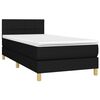 vidaXL Boxspringbett mit Matratze & LED Schwarz 90x200 cm Stoff