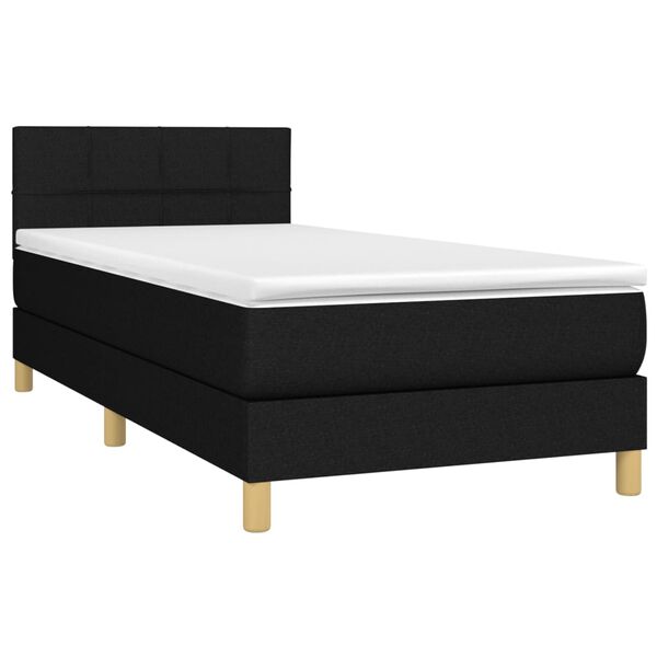 vidaXL Boxspringbett mit Matratze & LED Schwarz 90x200 cm Stoff
