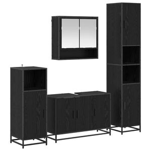 vidaXL Badezimmerm&ouml;bel-Set 4 stk. Schwarz Eichen-Optik