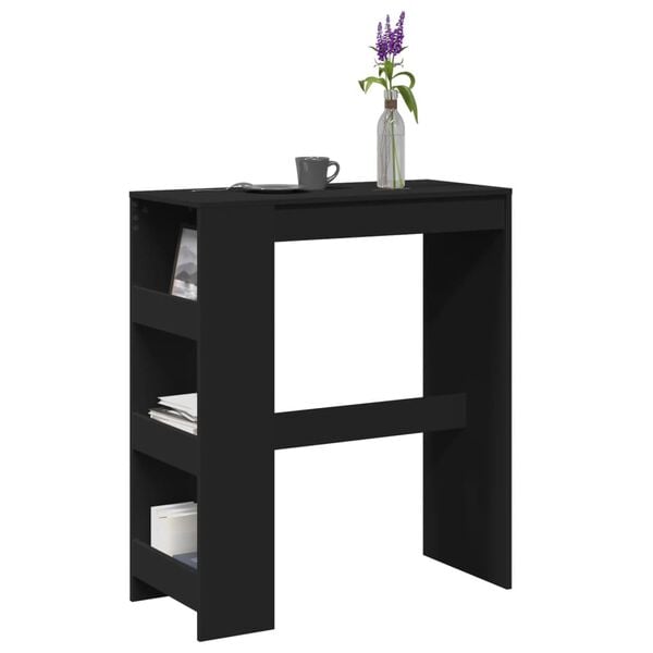 vidaXL Bartisch mit Regal Schwarz 90x40x103,5 cm Holzwerkstoff