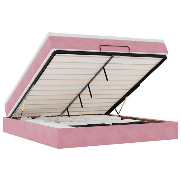 vidaXL Ottoman-Bett mit Matratze Rosa 160x200 cm Samt