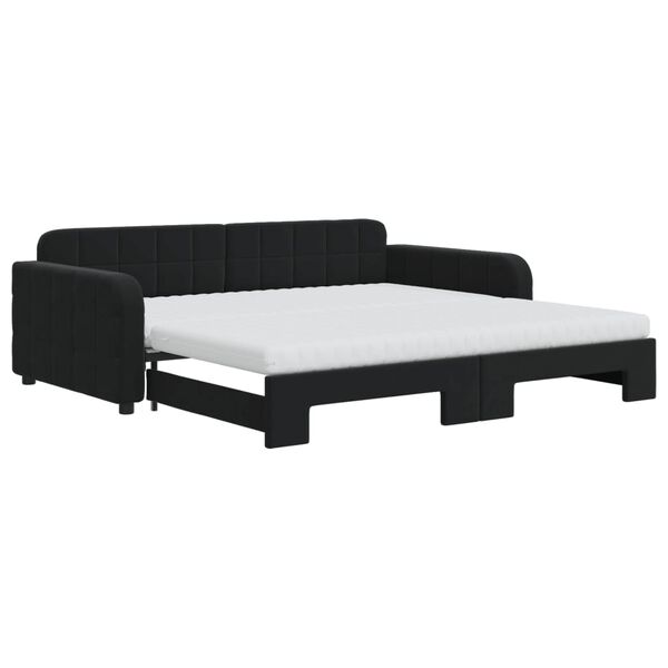 vidaXL Tagesbett Ausziehbar mit Matratzen Schwarz 100x200 cm Samt