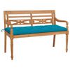 vidaXL Batavia-Bank mit Hellblauer Auflage 150 cm Massivholz Teak