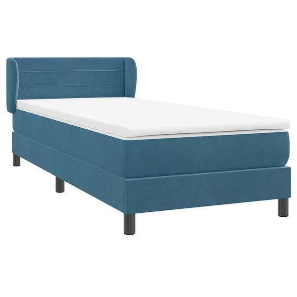 vidaXL Boxspringbett mit Matratze Dunkelblau 90x220 cm Samt